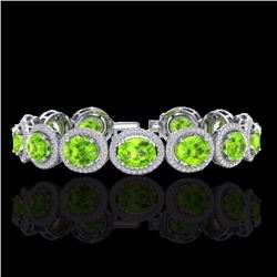 Genuine 20 CTW Peridot & Micro Pave Diamond Certified Bracelet 10K Gold - 22693-REF#233V4F
