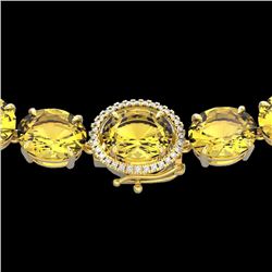 Genuine 102 CTW Citrine & Diamond Halo Micro Solitaire Necklace 14K Gold - 22293-REF#284A4N