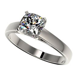 Genuine 1.25 CTW Certified Quality Cushion Cut Genuine Diamond Solitaire Ring Gold - 33016-REF#341H3