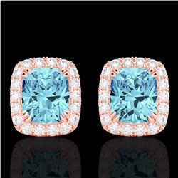 Genuine 2.50 CTW Sky Blue Topaz & Micro Pave Diamond Certified Halo Earrings 10K Gold - 22873-REF#31