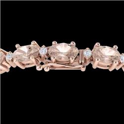 Genuine 21.2 CTW Morganite & Diamond Certified Eternity Tennis Bracelet Gold - 29456-REF#300N2G