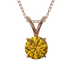 Genuine 0.53 CTW Certified Intense Yellow Genuine Diamond Solitaire Necklace Gold - 36733-REF#35H2R