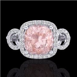 Natural 2.75 CTW Morganite & Micro Pave Diamond Certified Ring 18K Gold - 23006-REF#97A2N