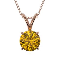 Genuine 0.79 CTW Certified Intense Yellow Genuine Diamond Solitaire Necklace Gold - 36749-REF#56H3R
