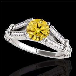 Genuine 1.25 CTW Certified Fancy Intense Genuine Diamond Solitaire Antique Ring Gold - 34664-REF#109