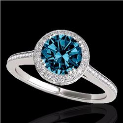 Genuine 2.03 CTW Certified Fancy Blue Genuine Diamond Solitaire Halo Ring Gold - 33540-REF#192N7G