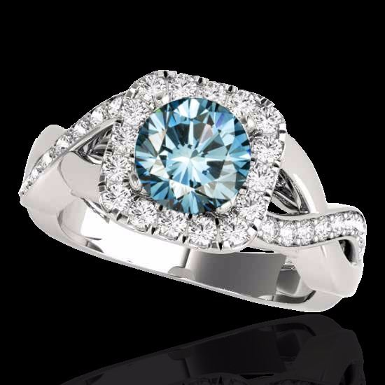Genuine 1.65 CTW Certified Fancy Blue Genuine Diamond Solitaire Halo ...