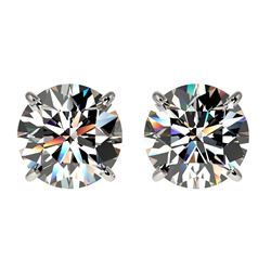 Genuine 2.09 CTW Certified H-I Quality Genuine Diamond Solitaire Stud Earrings Gold - 36640-REF#151V