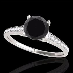Genuine 1.50 CTW Certified Black Genuine Diamond Solitaire Bridal Ring Gold - 34847-REF#68M5H