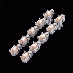 Natural 9.36 CTW Morganite & Diamond Certified Tennis Earrings Gold - 29399-REF#107W2K