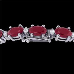 Genuine 30.8 CTW Ruby & Diamond Certified Eternity Tennis Bracelet Gold - 29459-REF#121X2A