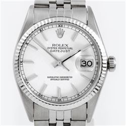 Pre-owned Excellent Condition Authentic Rolex Non-Quickset Men's Stainless Steel DateJust White Dial