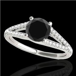 Genuine 1.25 CTW Certified Black Genuine Diamond Solitaire Bridal Ring Gold - 35306-REF#54V3F