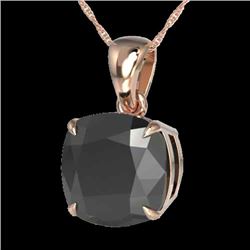 Natural 6.0 CTW Cushion Cut Black Diamond Certified Designer Solitaire Necklace 14K Gold - 21974-REF