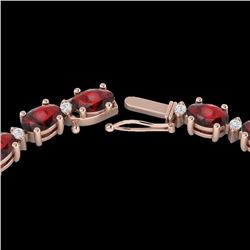 Natural 33 CTW Garnet & Diamond Certified Eternity Tennis Necklace 10K Gold - 21594-REF#119X7A