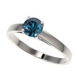 Genuine 0.76 CTW Certified Intense Blue Genuine Diamond Solitaire Engagement Ring Gold - 36487-REF#5