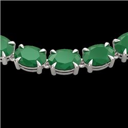 Genuine 68 CTW Emerald Eternity Designer Inspired Tennis Necklace 14K Gold - 23401-REF#215X3A