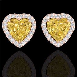 Genuine 2.0 CTW Citrine & Micro Pave Diamond Earrings Heart Halo In 14K Gold - 21201-REF#29X2A