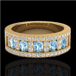 Natural 2.0 CTW Topaz & Micro Pave Diamond Designer Inspired Band Ring 10K Gold - 20820-REF#48H8R