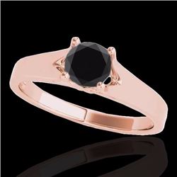 Genuine 1.0 CTW Certified Black Genuine Diamond Solitaire Bridal Ring Gold - 35159-REF#41K5T
