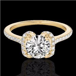 Genuine 1.33 CTW Certified G-I Genuine Diamond Bridal Solitaire Halo Ring Gold - 33291-REF#102Y8V