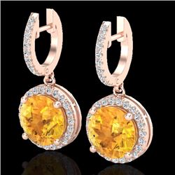 Genuine 4.0 CTW Citrine & Micro Pave Diamond Certified Designer Halo 14K Gold - 23179-REF#56R8Z