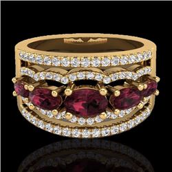 Genuine 2.25 CTW Garnet & Micro Pave Diamond Certified Designer Ring 10K Gold - 21039-REF#59M5H