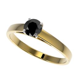 Genuine 0.50 CTW Fancy Black Genuine Diamond Bridal Solitaire Engagement Ring Gold - 32957-REF#21Y2V
