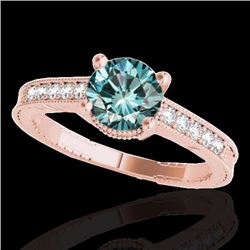 Genuine 1.20 CTW Certified Fancy Blue Genuine Diamond Solitaire Antique Ring Gold - 34753-REF#99Y2V