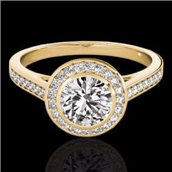 Genuine 1.30 CTW Certified G-I Genuine Diamond Bridal Solitaire Halo Ring Gold - 33627-REF#110H3R