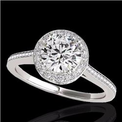 Genuine 1.55 CTW Certified G-I Genuine Diamond Bridal Solitaire Halo Ring Gold - 33526-REF#132V7F