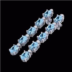 Natural 8.36 CTW Aquamarine & Diamond Certified Tennis Earrings Gold - 29388-REF#79A7N