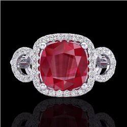 Natural 3.15 CTW Ruby & Micro Pave Diamond Certified Ring 18K Gold - 23008-REF#69Y2V