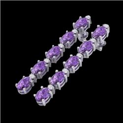 Genuine 10.36 CTW Amethyst & Diamond Certified Tennis Earrings Gold - 29385-REF#46X3A