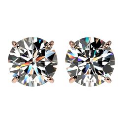 Genuine 2.59 CTW Certified H-I Quality Genuine Diamond Solitaire Stud Earrings Gold - 36681-REF#209F