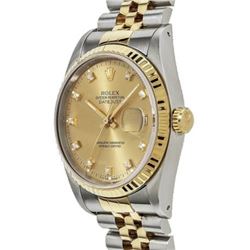 Pre-owned Excellent Condition Authentic Rolex Quickset Men's 18K/Stainless Steel DateJust Champagne 