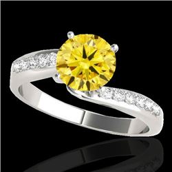Genuine 1.15 CTW Certified Fancy Intense Genuine Diamond Bypass Solitaire Ring Gold - 35070-REF#95X5