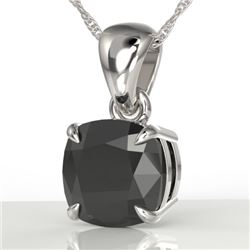 Genuine 3.0 CTW Cushion Cut Black Diamond Designer Solitaire Necklace 18K Gold - 21935-REF#55A3N