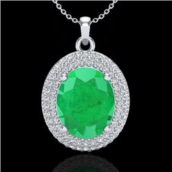 Natural 4.50 CTW Emerald & Micro Pave Diamond Certified Necklace 18K Gold - 20562-REF#78H5R