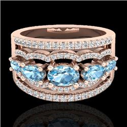 Natural 2.25 CTW Sky Blue Topaz & Micro Pave Diamond Certified Designer Ring Gold - 20794-REF#59V5F