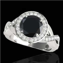 Genuine 1.75 CTW Certified Black Genuine Diamond Bridal Solitaire Halo Ring Gold - 33270-REF#80G2W