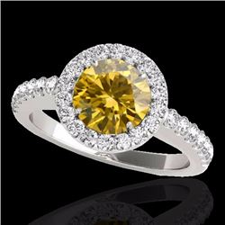 Genuine 1.65 CTW Certified Fancy Intense Genuine Diamond Solitaire Halo Ring Gold - 33479-REF#123W7K