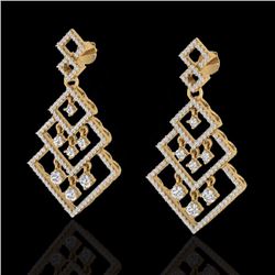 Natural 3.0 CTW Micro Pave Diamond Certified Earrings Dangling Designer 14K Gold - 22490-REF#161T9X