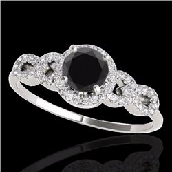 Genuine 1.33 CTW Certified Black Genuine Diamond Solitaire Bridal Ring Gold - 35316-REF#54H5R