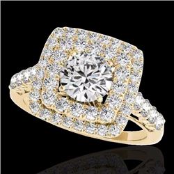 Genuine 2.05 CTW Certified G-I Genuine Diamond Bridal Solitaire Halo Ring Gold - 34587-REF#154K5T