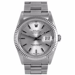 Pre-owned Excellent Condition Authentic Rolex Quickset Men's Stainless Steel DateJust Silver Dial Wa