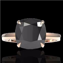Natural 6.0 CTW Black Diamond Designer Inspired Solitaire Engagement Ring 14K Gold - 22174-REF#101R2