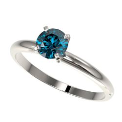 Genuine 0.77 CTW Certified Intense Blue Genuine Diamond Solitaire Engagement Ring Gold - 36391-REF#5