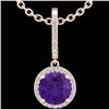 Image 2 : Natural 2.0 CTW Amethyst & Micro Pave Diamond Necklace Designer Halo 14K Gold - 23190-REF#29G2W