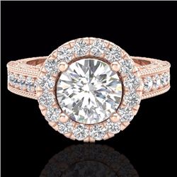 Natural 2.25 CTW Vintage Solitaire Diamond Engagement Halo Ring 14K Rose 7 Gold - 21116-REF#255K8T